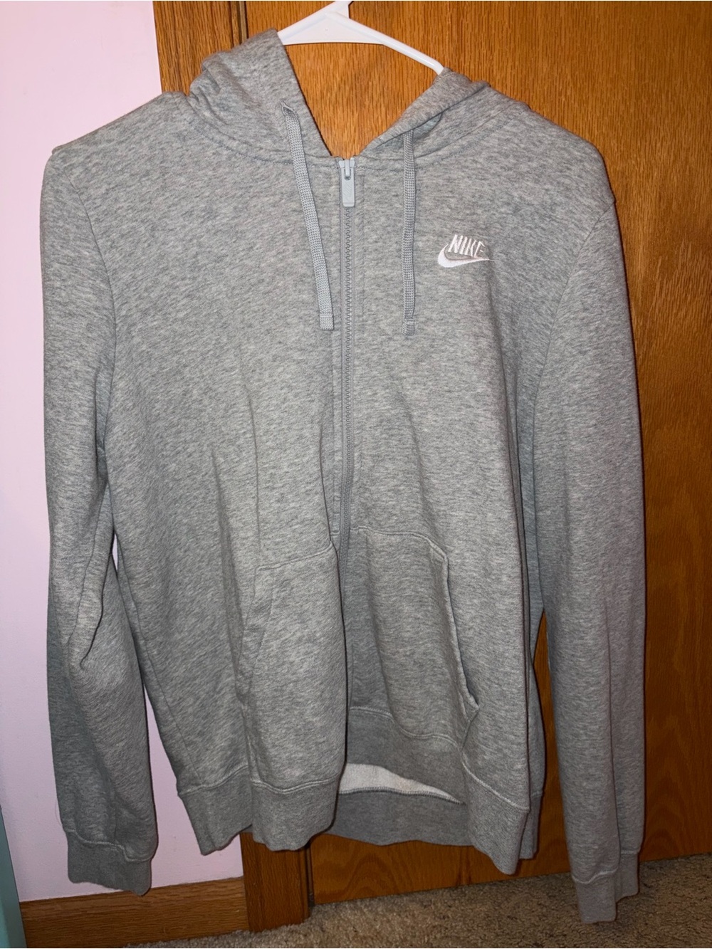 Nike Women’s Light Gray Full-Zip Hoodie Sweatshirt